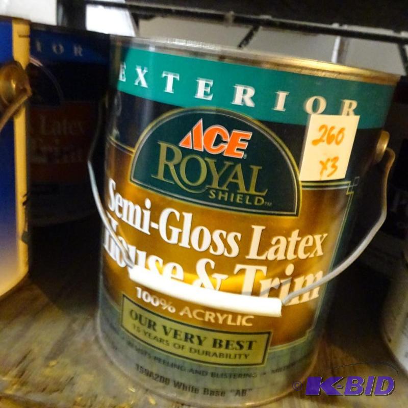 lot 260 image: Qty 3 ACE Exterior Semi Gloss 100% Acrylic La...