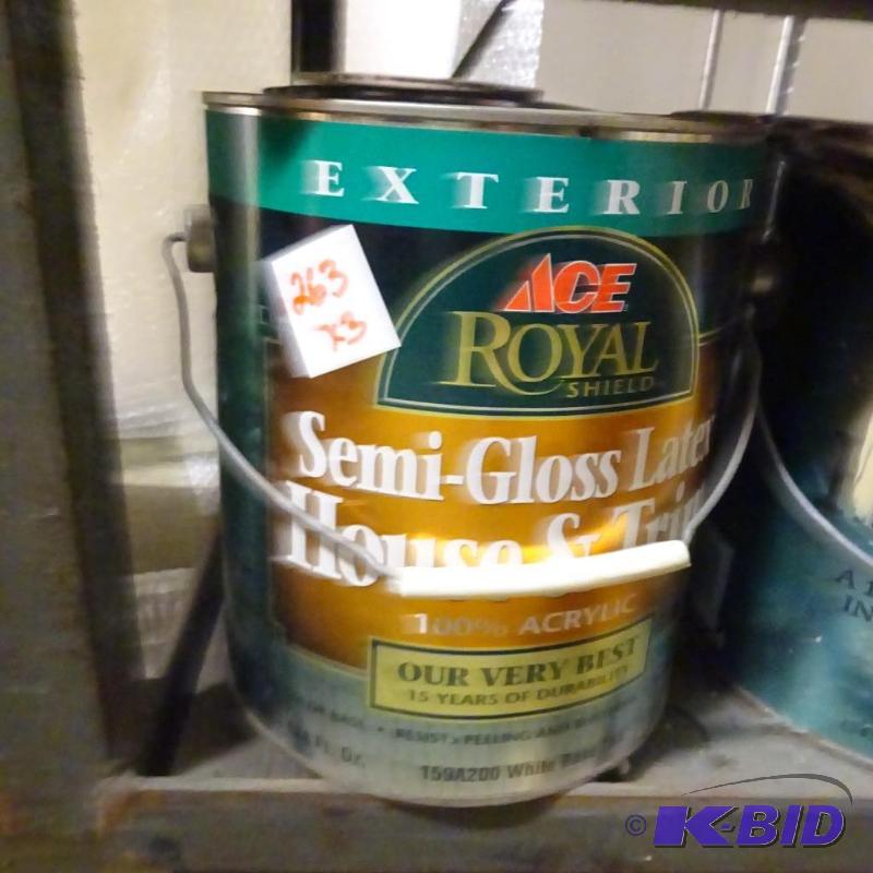lot 263 image: Qty 3 ACE Exterior Semi Gloss 100% Acrylic La...