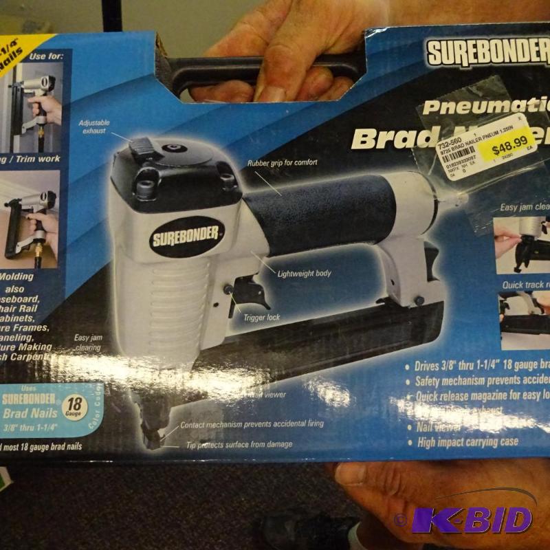 lot 292 image: NEW in box Surebonder Pneumatic Brad Nailer. ...