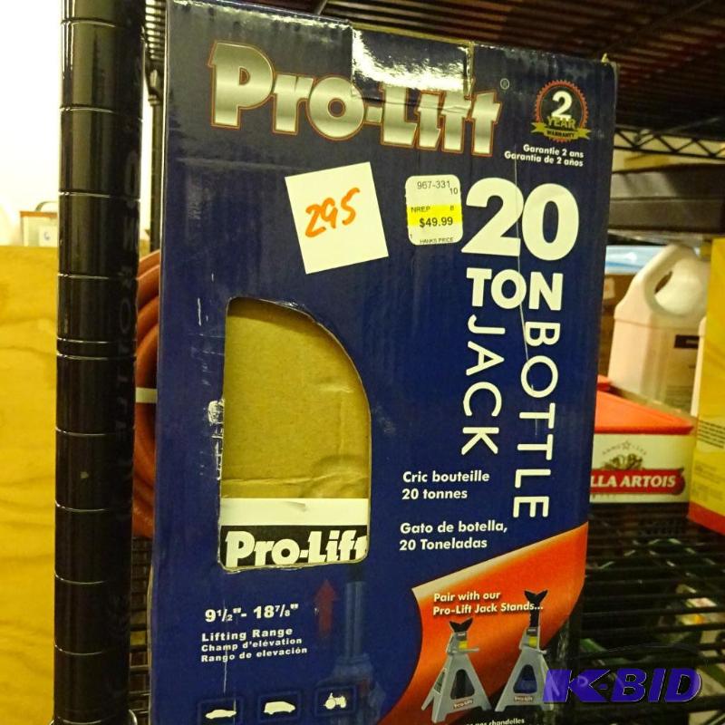 lot 295 image: NEW in box Pro Lift 20 Ton Bottle Jack 9.5 in...