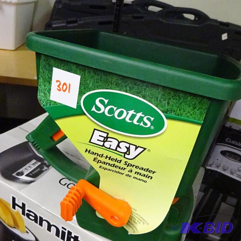 lot 301 image: NEW Scotts Easy Hand Held Spreader Model 7103...