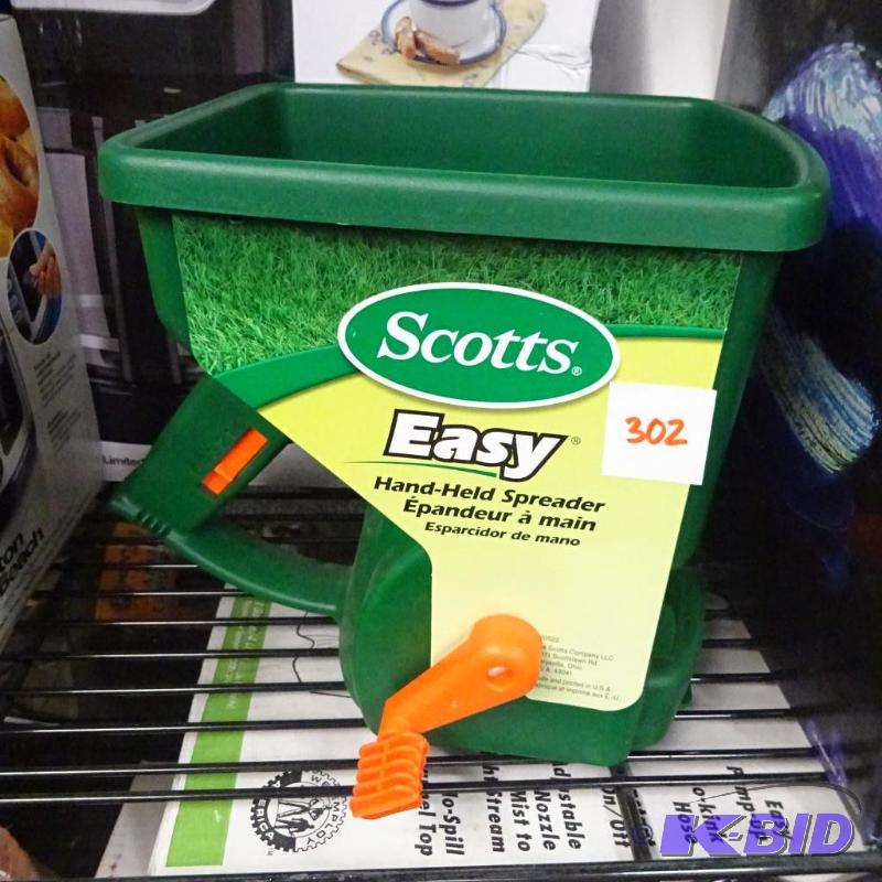 lot 302 image: NEW Scotts Easy Hand Held Spreader Model 7103...