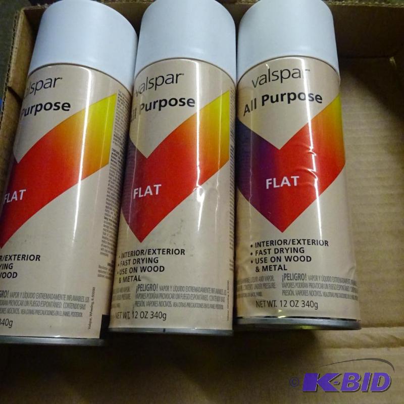 lot 335 image: Qty 3 New Valspar All Purpose Flat White Spra...