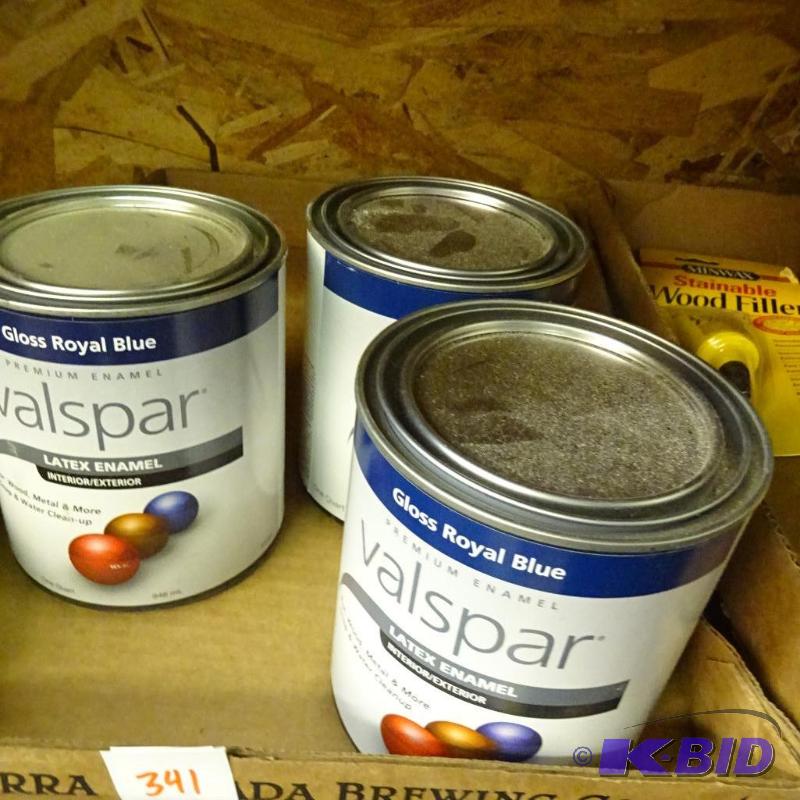 lot 341 image: Qty 3 New Valspar IntExt Latex Enamel Gloss ...