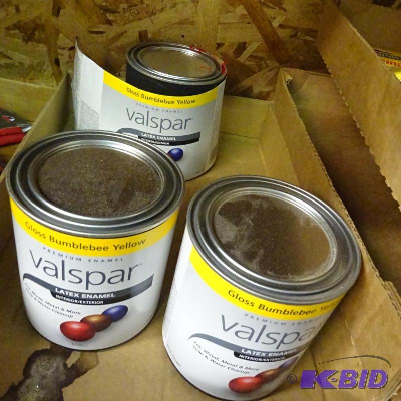 lot 342 image: Qty 3 New Valspar IntExt Latex Enamel Gloss ...