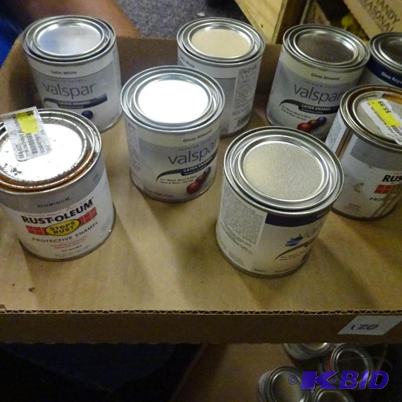 lot 345 image: Qty 8 New Valspar IntExt Latex Enamel paint ...