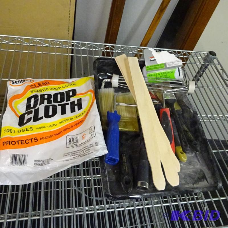 lot 43 image: NEW Painters Lot incl. 9X12 plastic drop clot...
