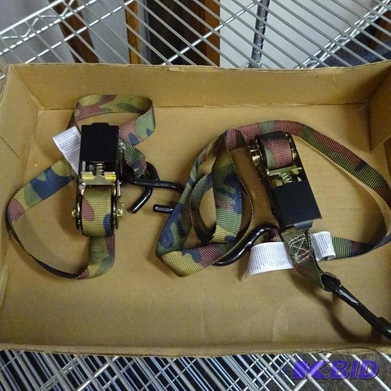 lot 5 image: Qty 2 New Ratchet Straps Medium Duty 2000 lbs...