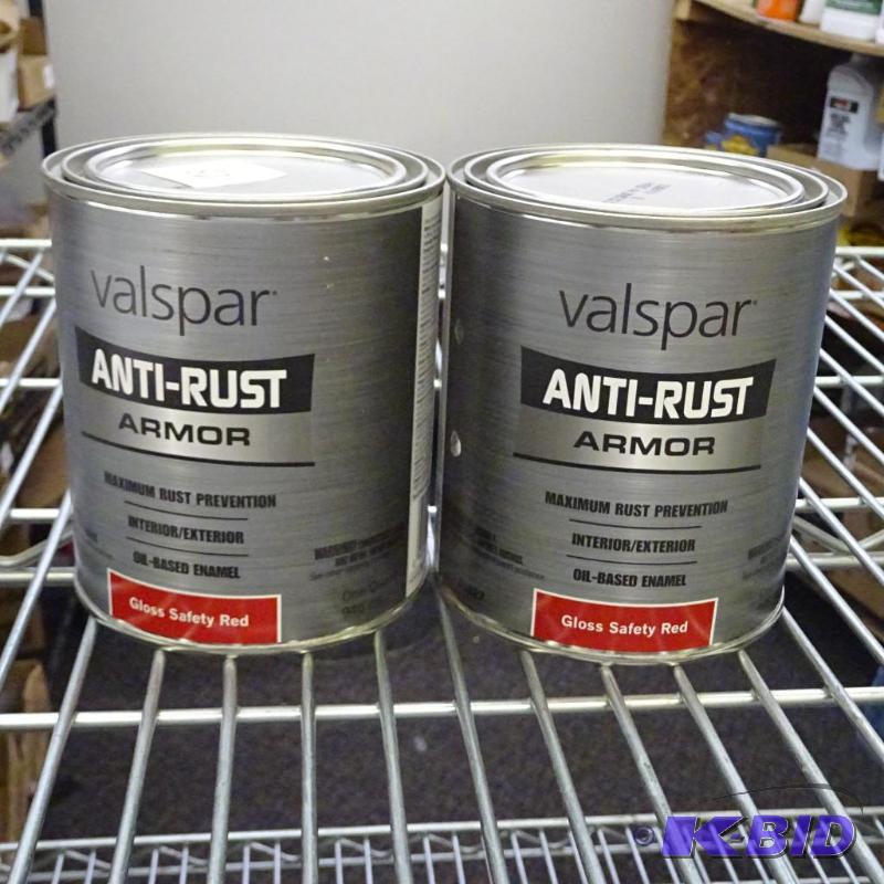 lot 52 image: NEW Qty 2 Valspar Anti Rust Armor, Gloss Red,...