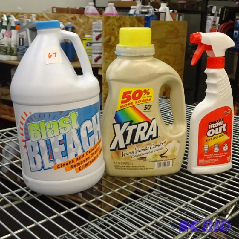 lot 67 image: NEW Laundry Lot incl. 1 gal Blast Bleach, 16 ...