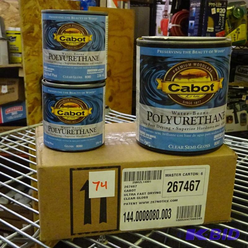 lot 74 image: NEW Large Lot Qty 6 Cabot Clear Semi Gloss Po...