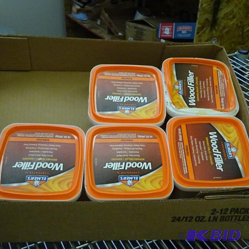 lot 83 image: Qty 5 New Elmers Carpenters Wood Filler 16 oz...