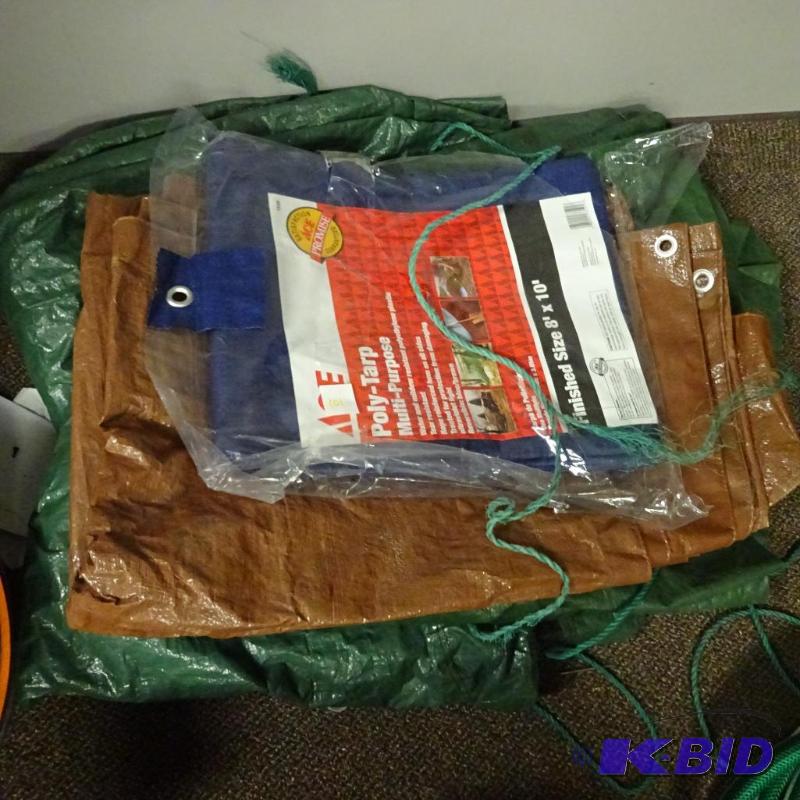 lot 101 image: 3 Pc Lot Tarps 1 New (blue) 2 Used...