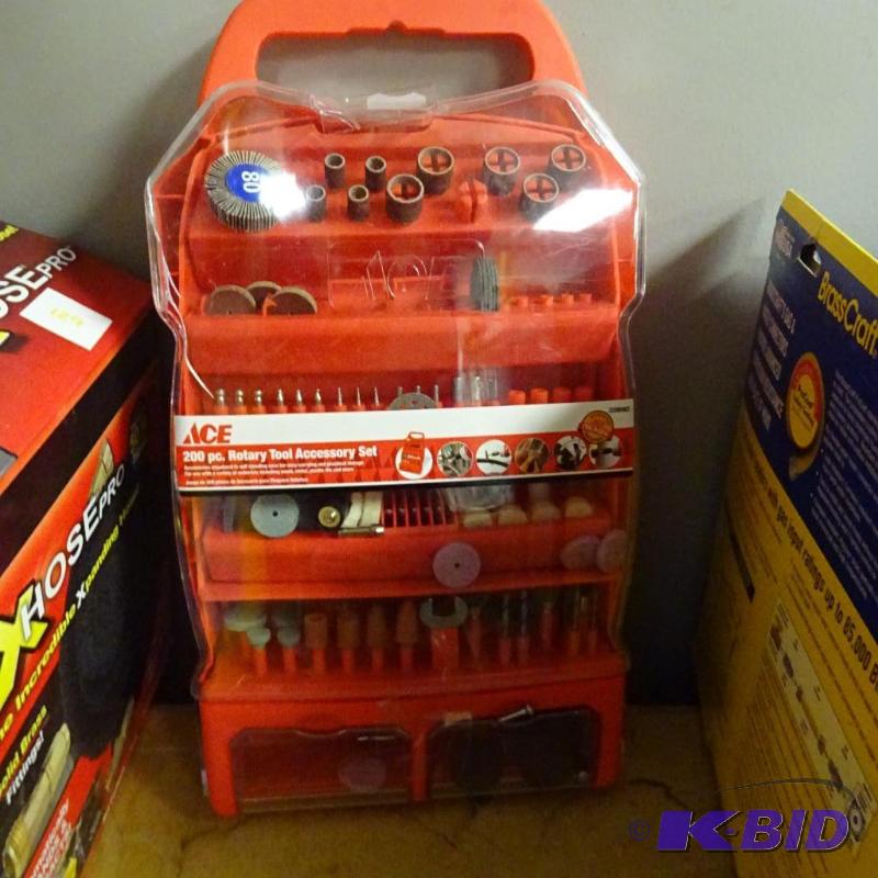 lot 133 image: NEW ACE 200 pc Rotary Tool Accessory Kit. Bro...