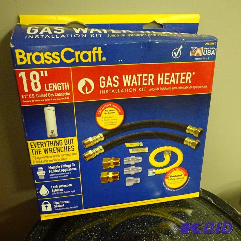 lot 134 image: NEW Brass Craft Gas Water Heater Install Kit....