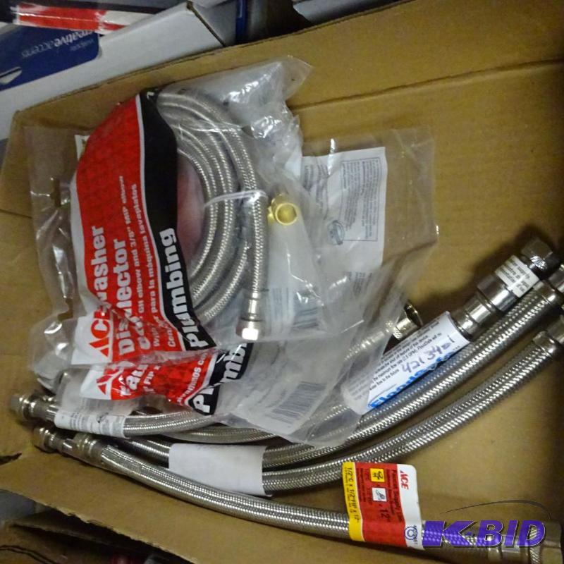 lot 186 image: Qty 7 NEW Faucet Hoses incl qty 6 Stainless S...