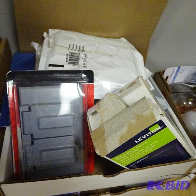 lot 193 image: NEW Large Lot Electrical Boxes and Switch Pla...