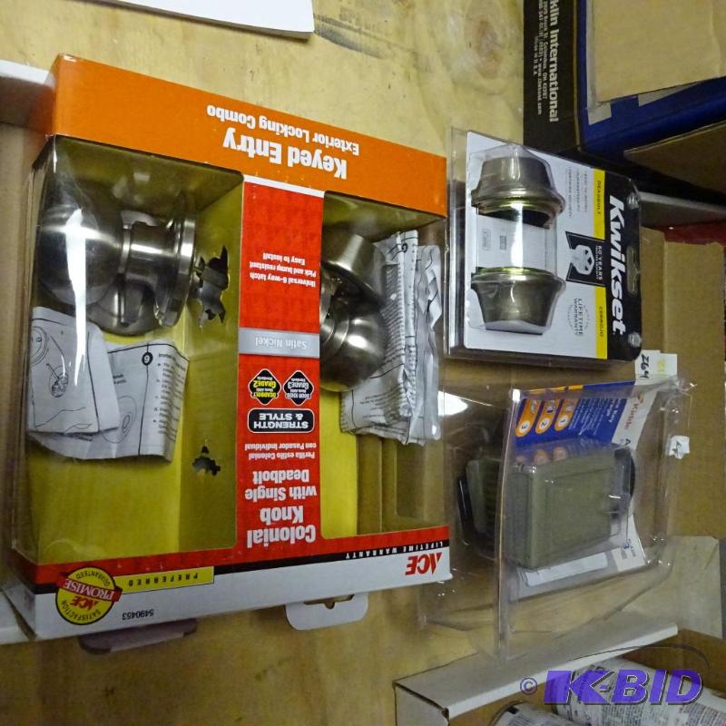lot 213 image: New Deadbolt, locking handleset and portable ...