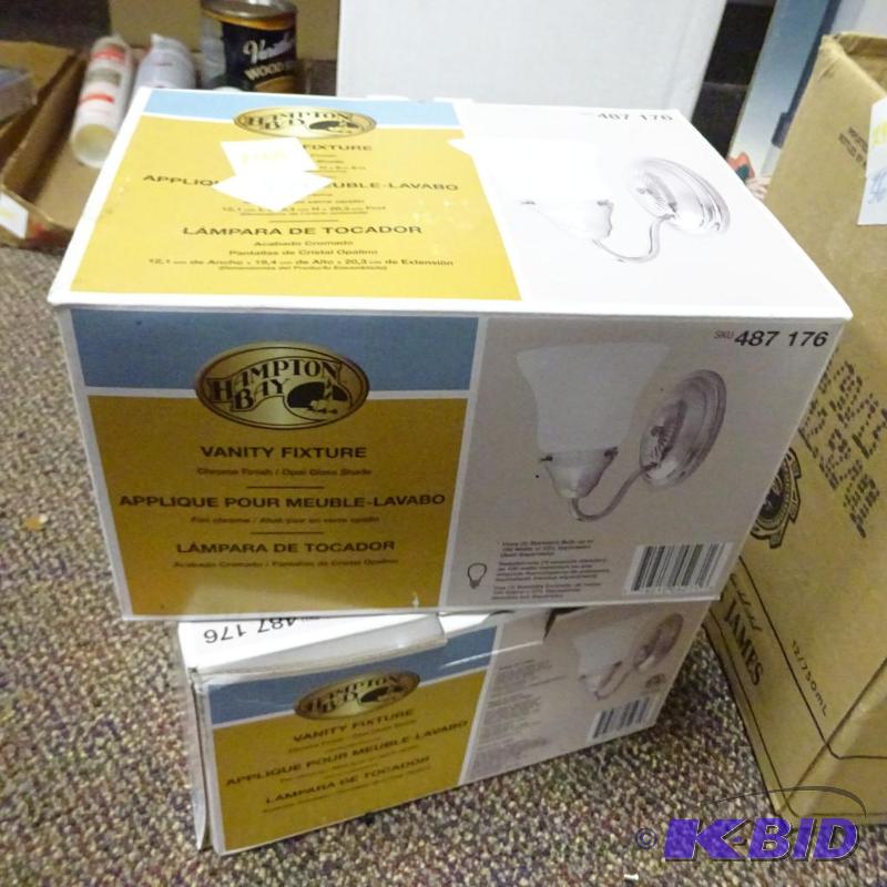 lot 240 image: Qty 2 New Hampton Bay vanity fixtures (lights...