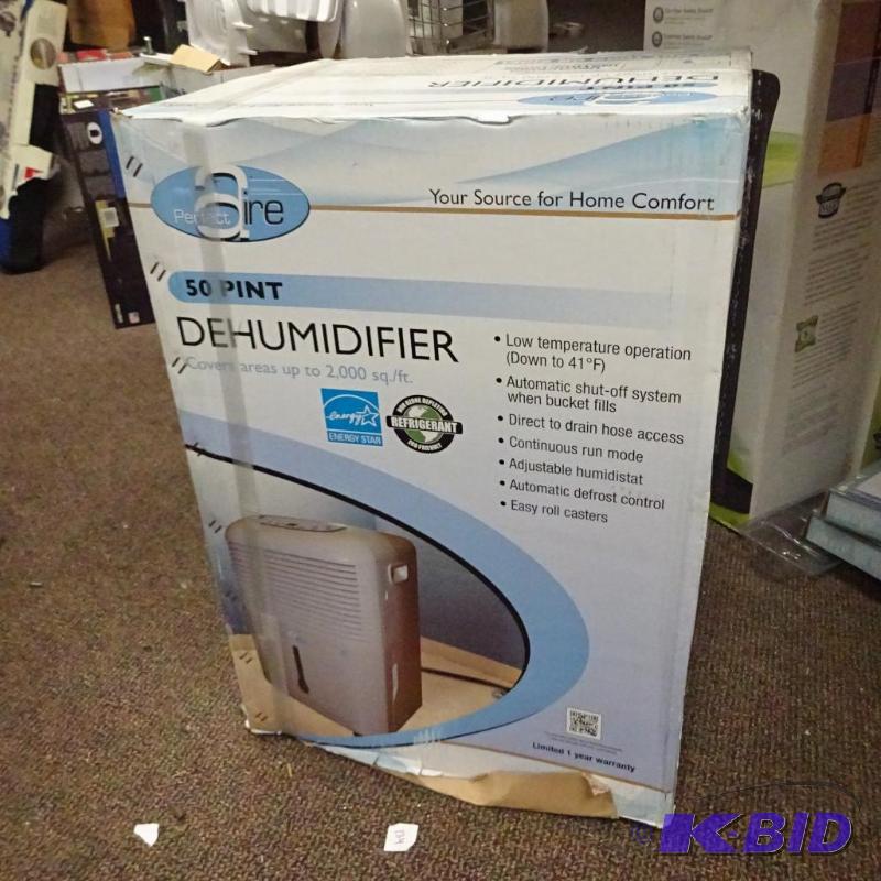 lot 258 image: NEW in box Perfect Aire 50 pint Dehumidifier ...