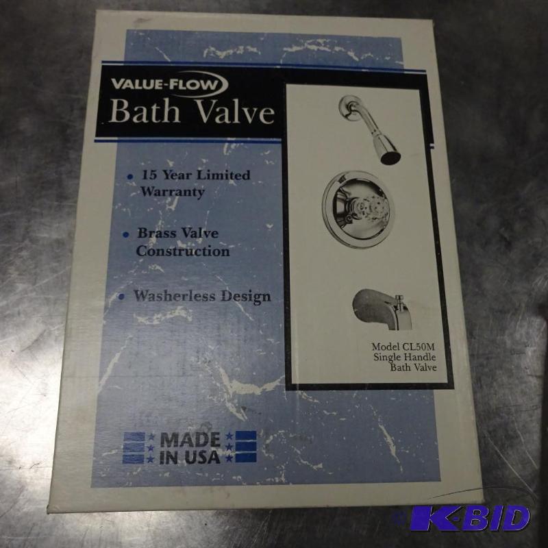 lot 29 image: NEW in box Value Flow Single Handle Bath Valv...