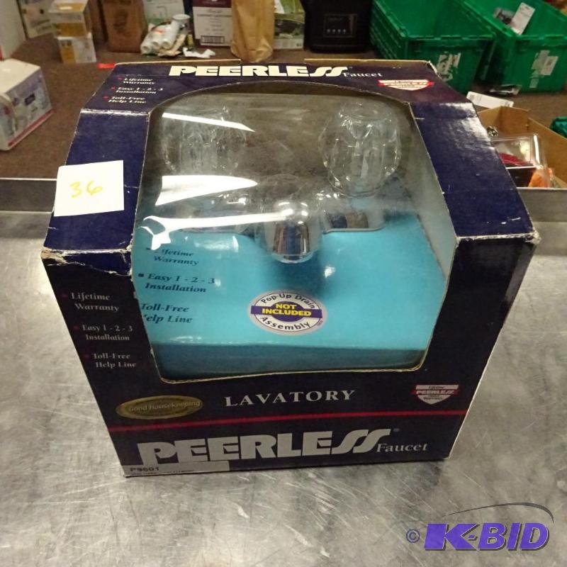 lot 36 image: NEW in box Peerless Chrome Bathroom faucet, 2...