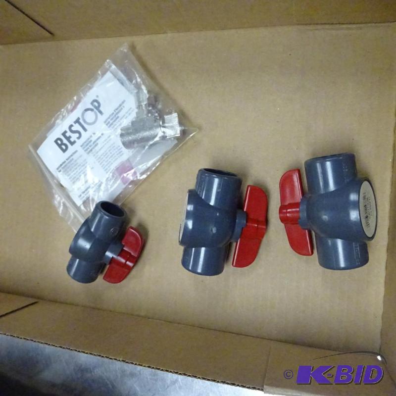 lot 46 image: NEW Valve Lot. Incl. Qty 2 PVC 3  4 in, qty ...