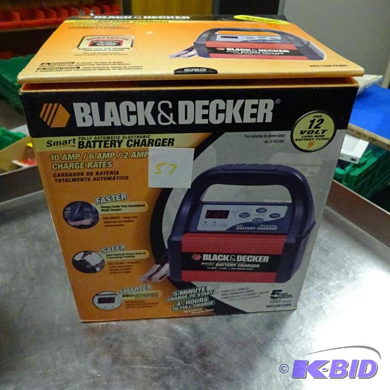 lot 57 image: NEW in box Black and Decker Smart Battery Cha...