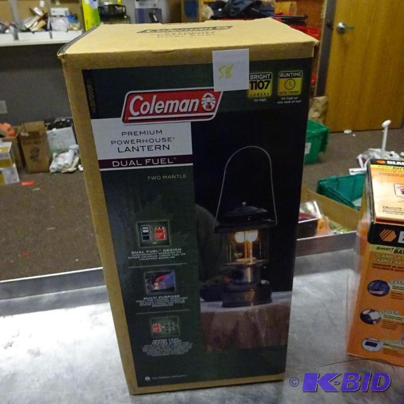 lot 58 image: NEW in box Coleman Premium Powerhouse Lantern...