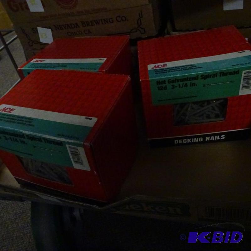 lot 77 image: Qty 3 NEW Boxes Hot Dipped Spiral Thread Galv...