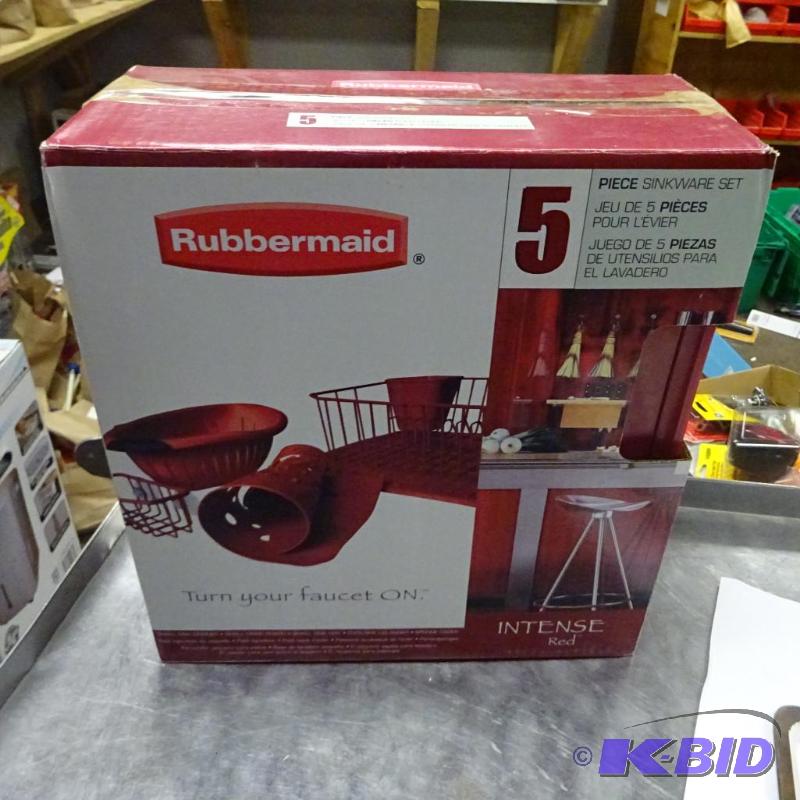 lot 8 image: NEW Rubbermaid 5 pc sinkware set. Intense Red...