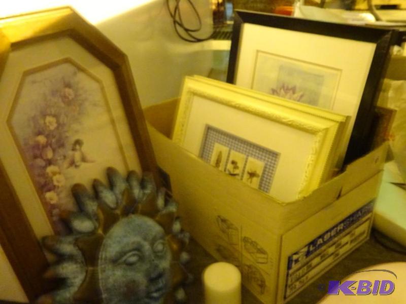 Box of misc pictures in frames....