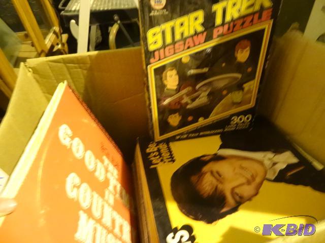 Box of misc records and 1 star trek puzzle....