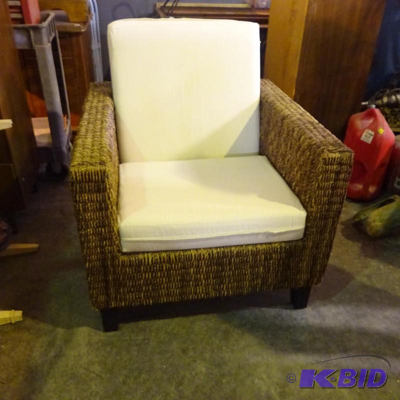 Woven chair with wood legs...