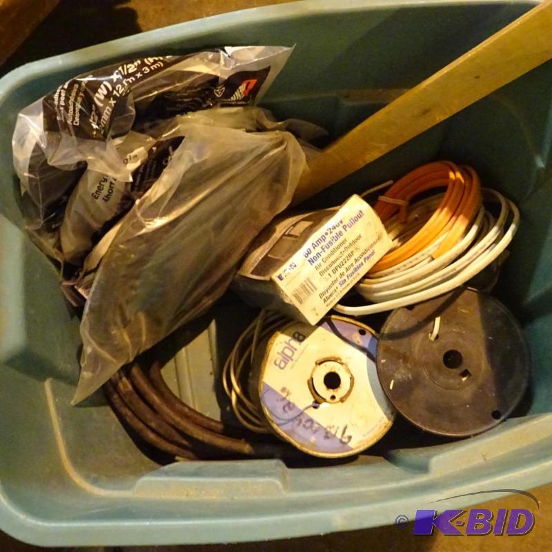 Bin with misc wire and appliance cords...