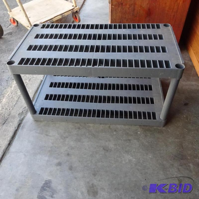 2 shelf poly shelving unit. 36 x 19 x 19...
