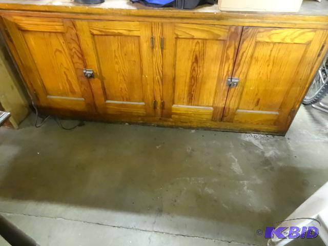 Antique wood 4 door cabinet. Unfinished sides...
