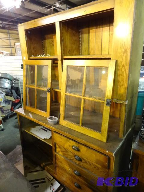 Antique wood 2 piece cabinet.Removed from St ...