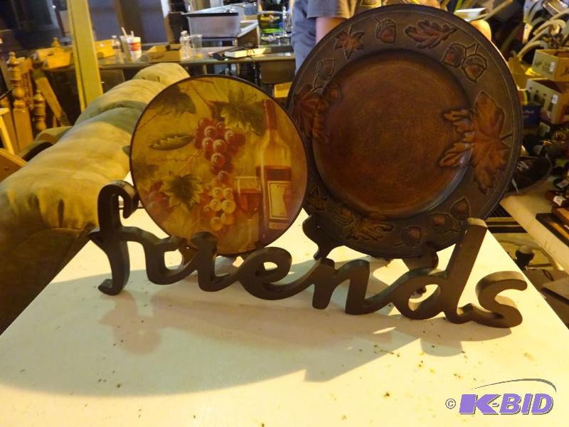 2 decorative plates with holders. Friends sig...