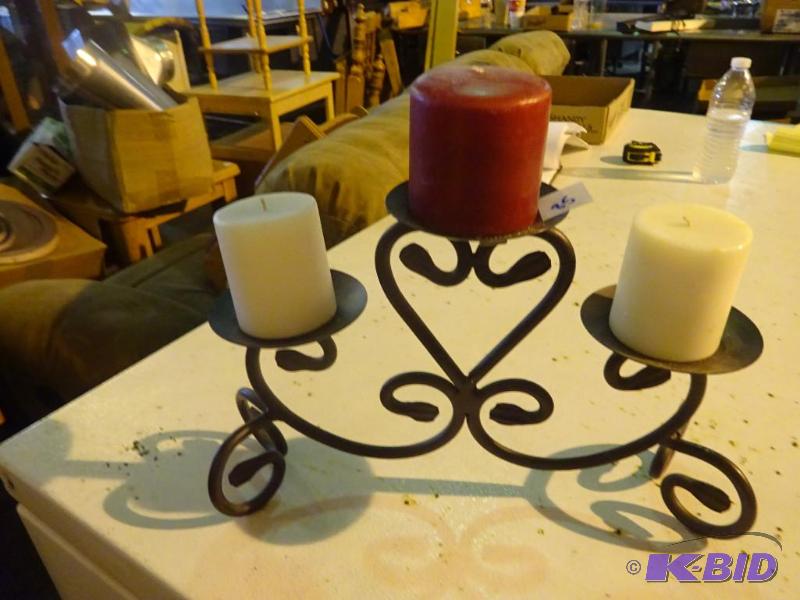 3 candles. Candle holder...