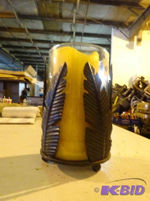 Metal feather candle holder...