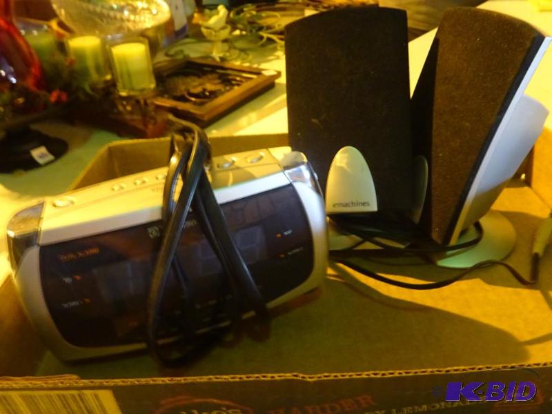 Emerson AM FM clock radio. E machines speaker...