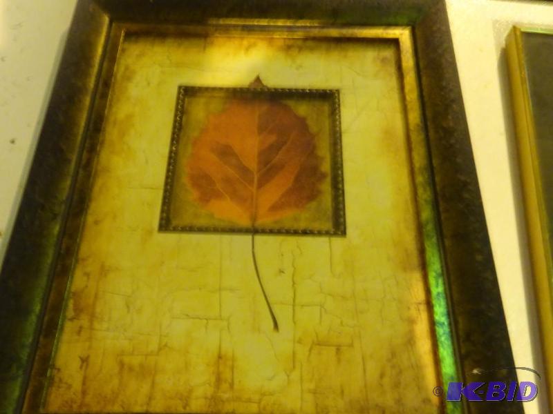 Leaf painting in frame. 18 x 14...