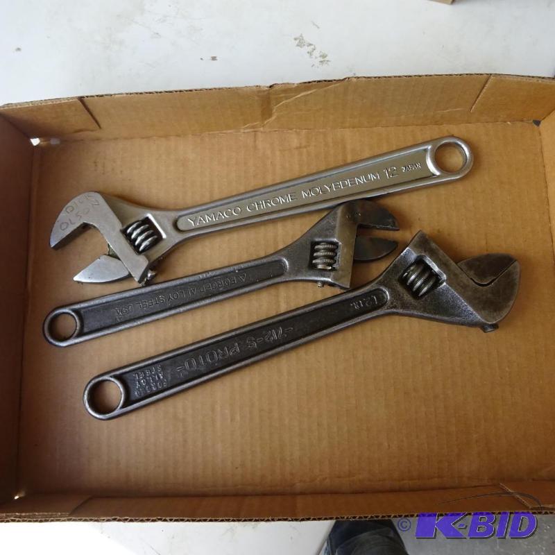 lot 157 image: 3 Adjustable Wrenches...