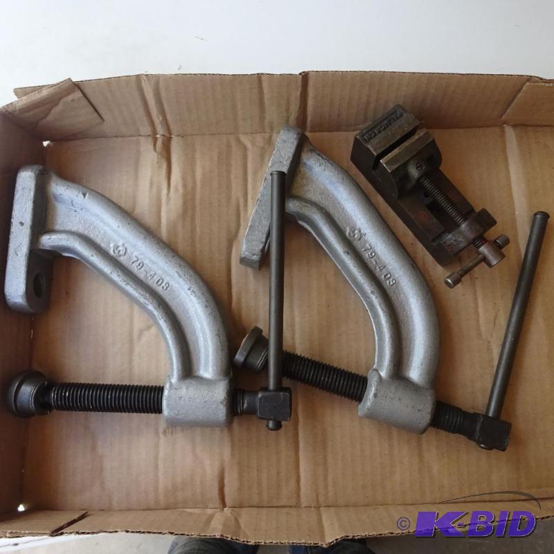 lot 182 image: Mini Machine Vise. 2 Bench Hold Down Clamps...