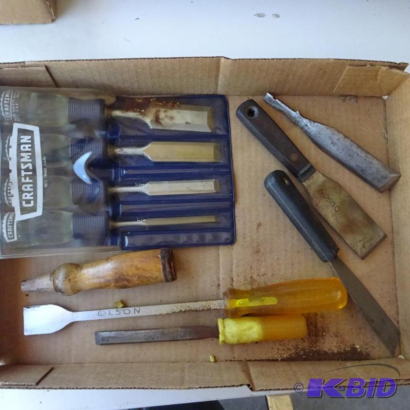 lot 242 image: wood chisles and putty knives...
