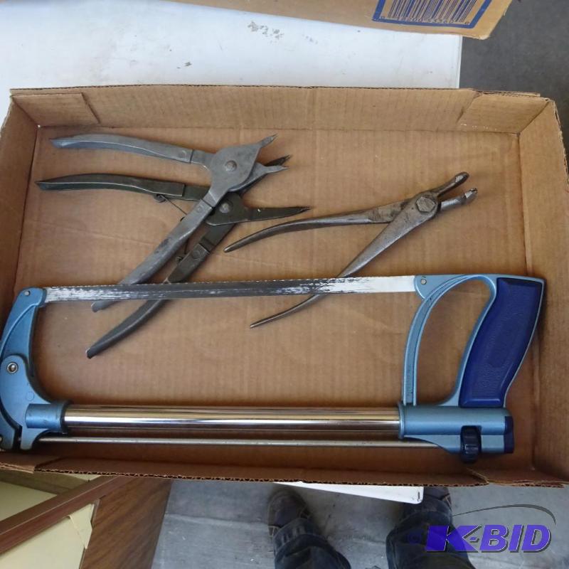 lot 290 image: 2-Snap Ring Pliers & Hack Saw...
