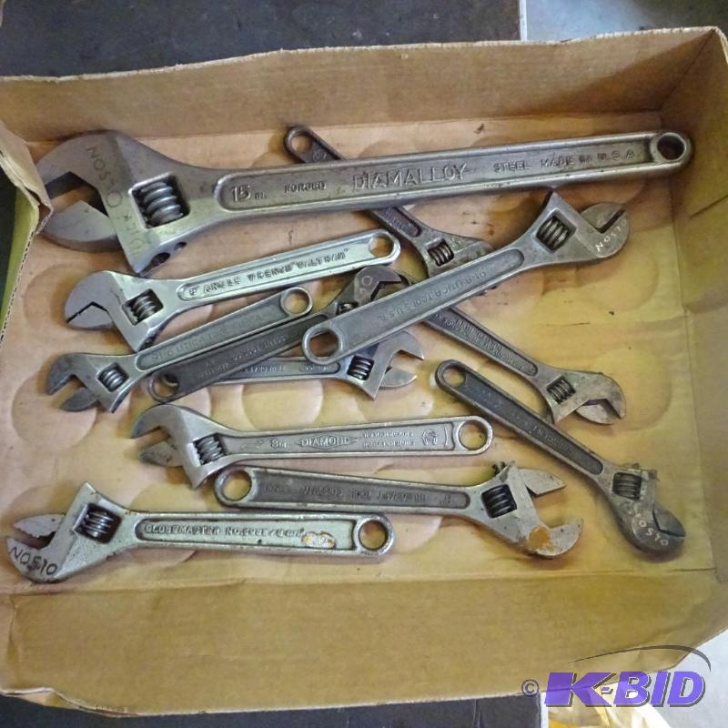 lot 340 image: 12-Adjustable Wrenches...