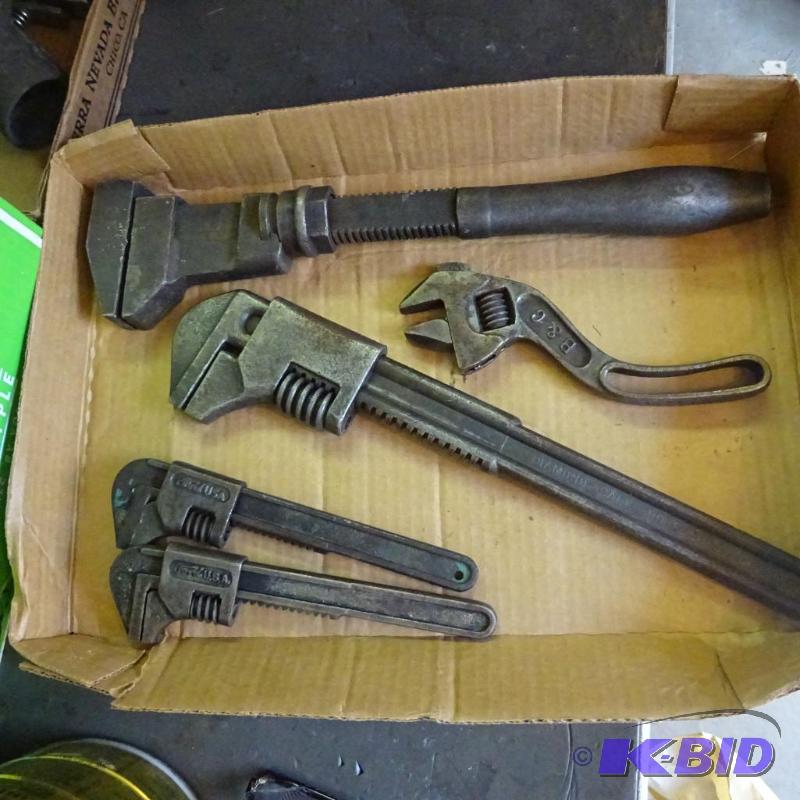 lot 344 image: 4-Vintage Adjustable Wrenches, 2 of them are ...