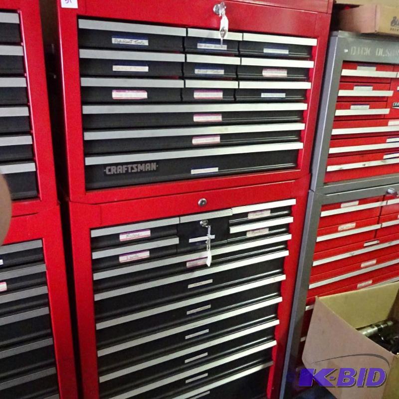 lot 51 image: Craftsman 12 drawer top box and 12 drawer rol...